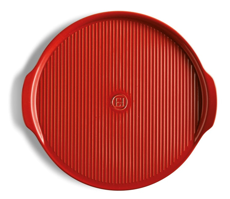 Emile Henry Ridged Pizza Stone Burgundy Red by Kitchen Niche