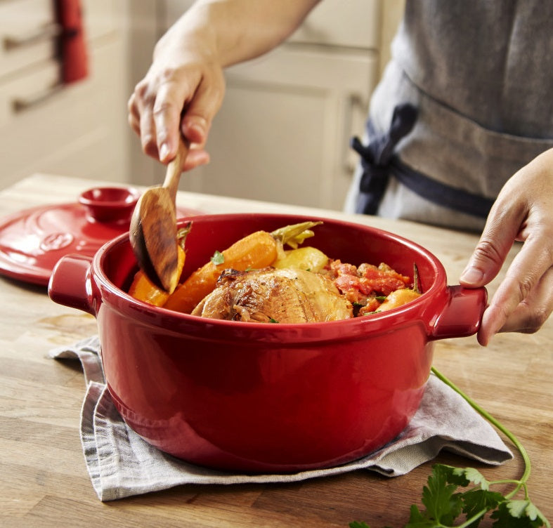 Emile Henry Round Stewpot Casserole 4L Burgundy Red by Kitchen Niche