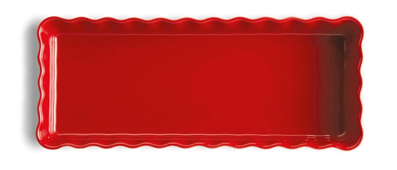 Emile Henry Slim Rectangular Tart Dish Burgundy Red by Kitchen Niche