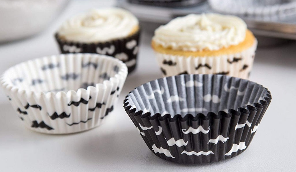 Fox Run Black and White Mustache Baking Cup Set of 100 by Kitchen Niche