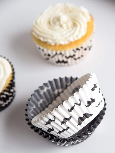 Fox Run Black and White Mustache Baking Cup Set of 100 by Kitchen Niche