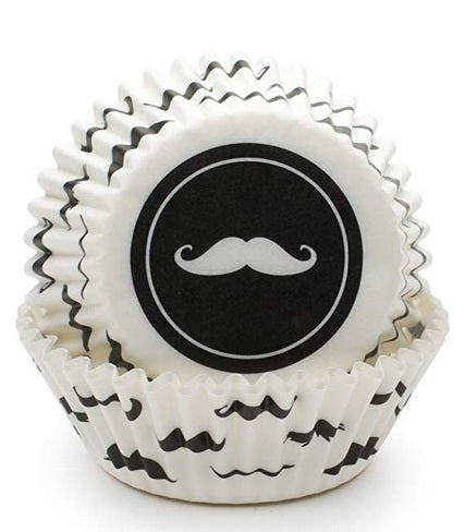 Fox Run White Mustache Baking Cup Set of 50 by Kitchen Niche