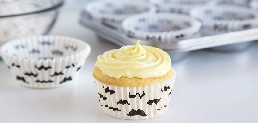 Fox Run White Mustache Baking Cup Set of 50 by Kitchen Niche