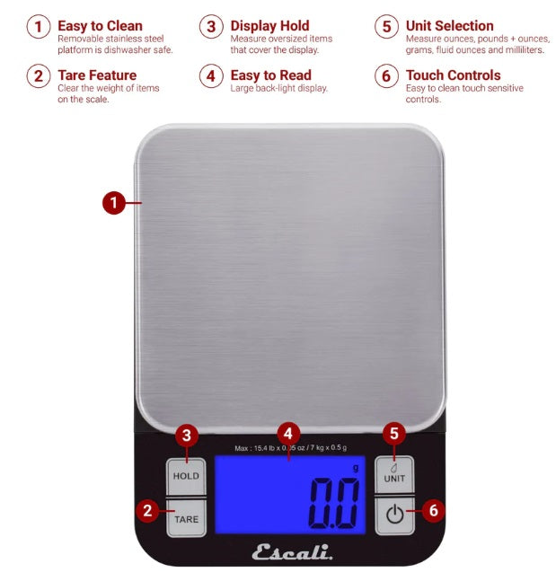Escali Nutro Blue Digital Kitchen Scale by Kitchen Niche