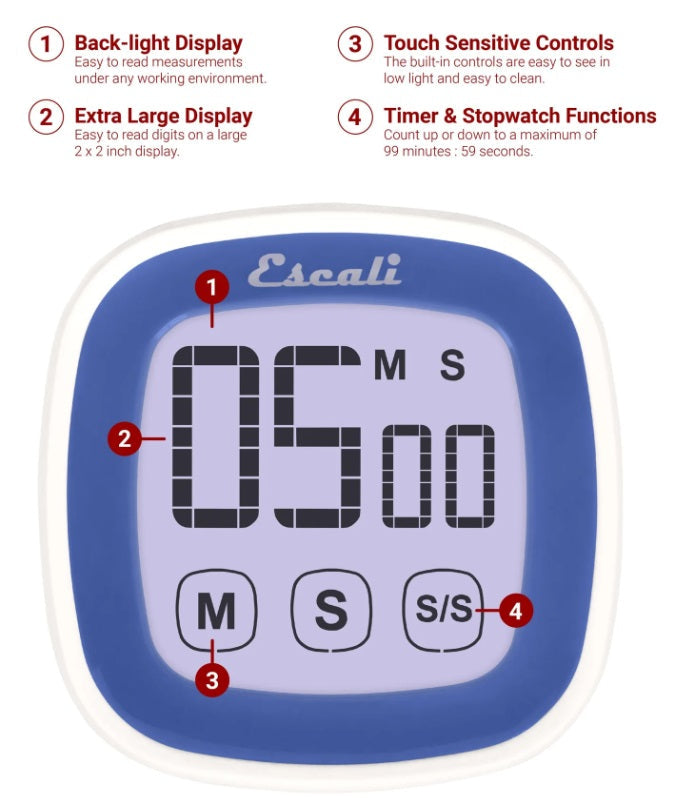 Escali Touch Screen Digital Timer Blue by Kitchen Niche