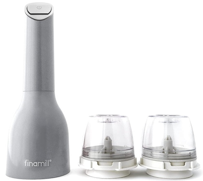 FinaMill Grey Battery Operated Spice Grinder with 2 Interchangeable Pods FinaMill by Kitchen Niche