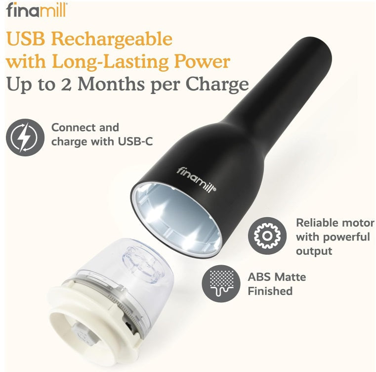 FinaMill Midnight Blue Rechargeable Spice Grinder with 2 Interchangeable Pods FinaMill by Kitchen Niche