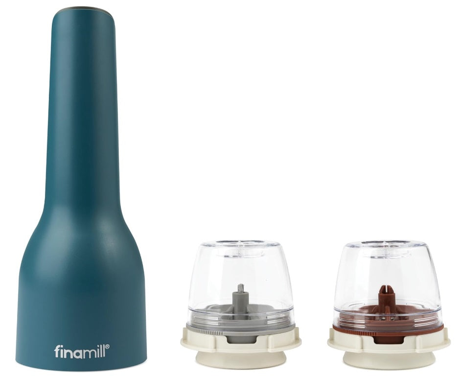 FinaMill Ocean Blue Rechargeable Spice Grinder with 2 Interchangeable Pods