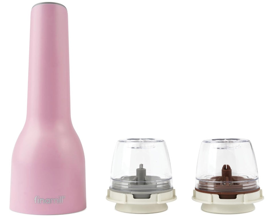 FinaMill Pink Rechargeable Spice Grinder with 2 Interchangeable Pods