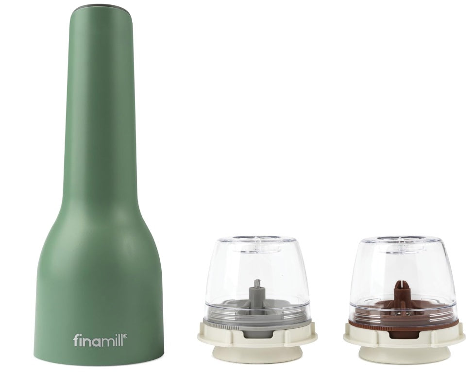 FinaMill Sage Green Rechargeable Spice Grinder with 2 Interchangeable Pods