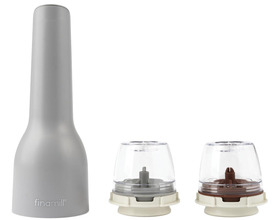 FinaMill Stone Grey Rechargeable Spice Grinder with 2 Interchangeable Pods