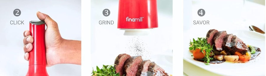 FinaMill Red Battery Operated Spice Grinder with 2 Interchangeable Pods