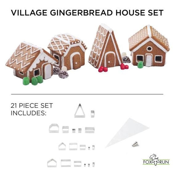 Fox Run Gingerbread House Christmas Village Set by Kitchen Niche