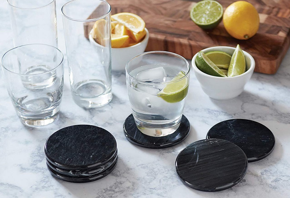 Fox Run Black Marble Coaster Set of 6 by Kitchen Niche