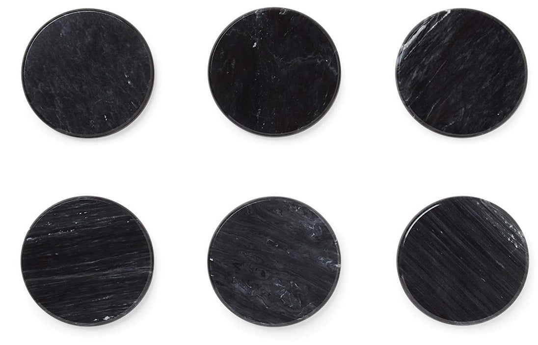 Fox Run Black Marble Coaster Set of 6 by Kitchen Niche