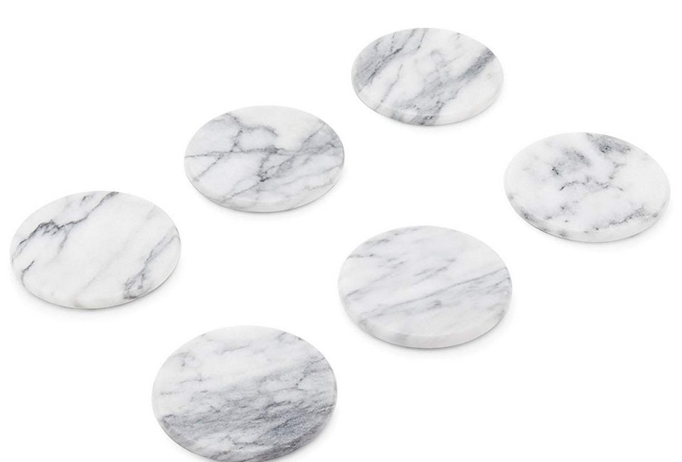 Fox Run White Marble Coaster Set of 6 by Kitchen Niche