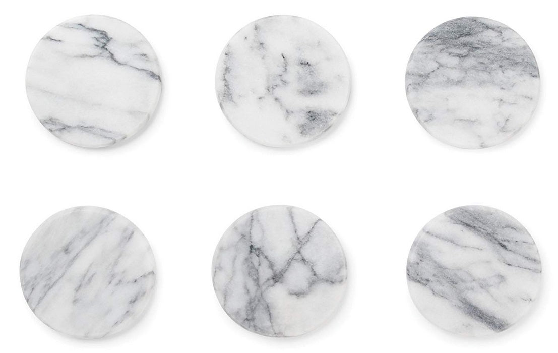 Fox Run White Marble Coaster Set of 6 by Kitchen Niche