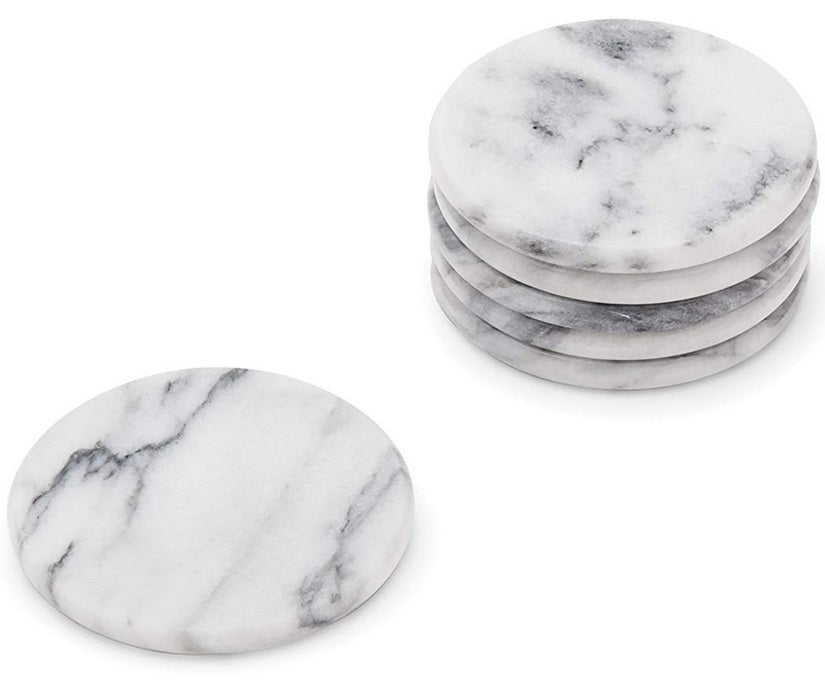 Fox Run White Marble Coaster Set of 6 by Kitchen Niche