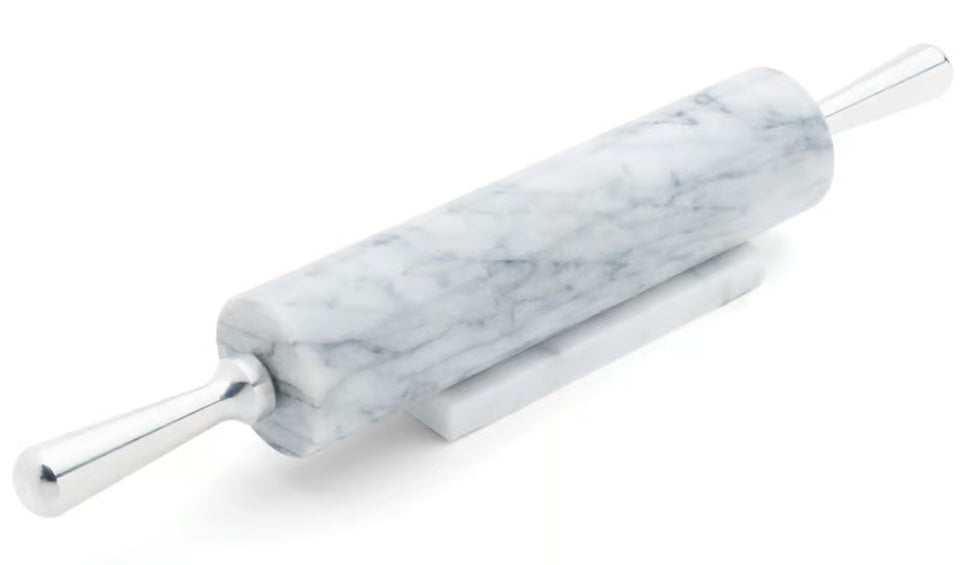 Fox Run White Marble Rolling Pin With Aluminum Handles by Kitchen Niche