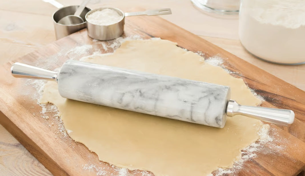 Fox Run White Marble Rolling Pin With Aluminum Handles by Kitchen Niche
