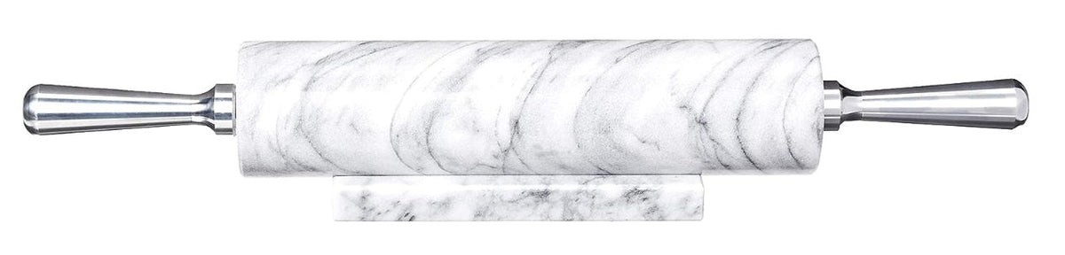 Fox Run White Marble Rolling Pin With Aluminum Handles by Kitchen Niche