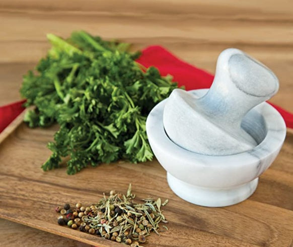 Fox Run Small White Marble Mortar & Pestle by Kitchen Niche