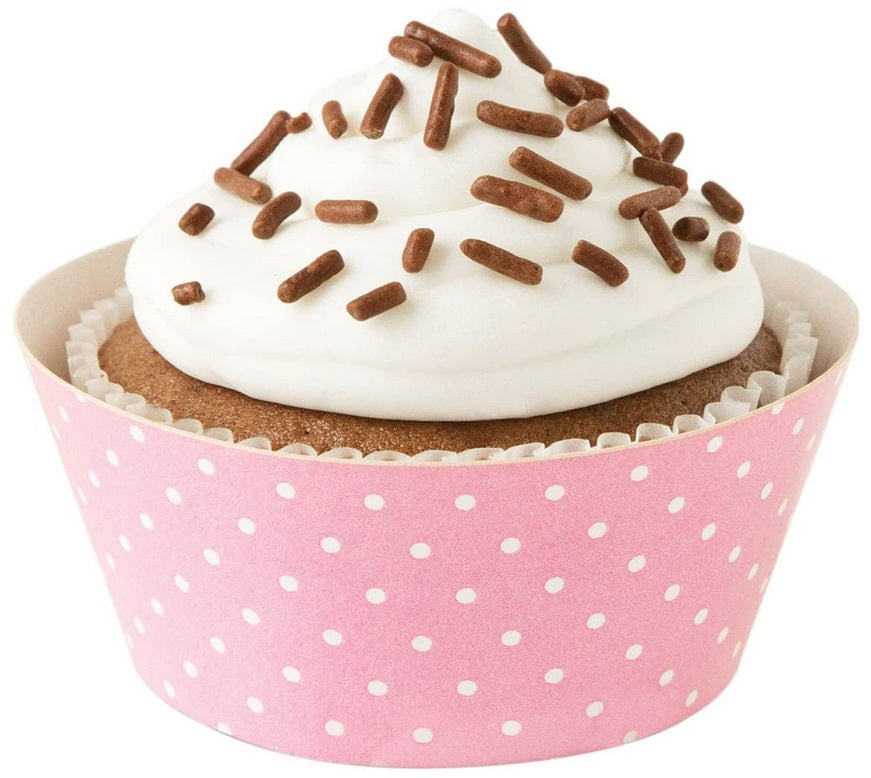 Fox Run Polka Dot Pink & Brown Cupcake Wrap Set of 12 by Kitchen Niche