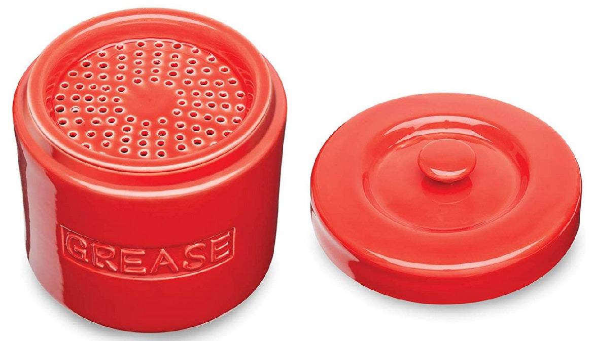Fox Run Red Porcelain Grease Container by Kitchen Niche