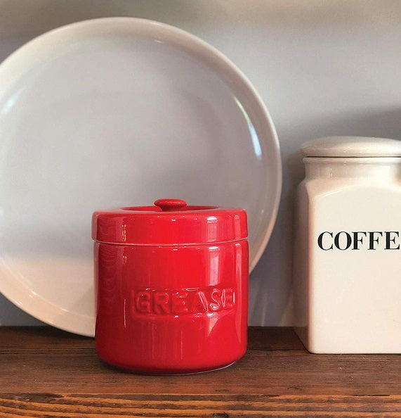 Fox Run Red Porcelain Grease Container by Kitchen Niche