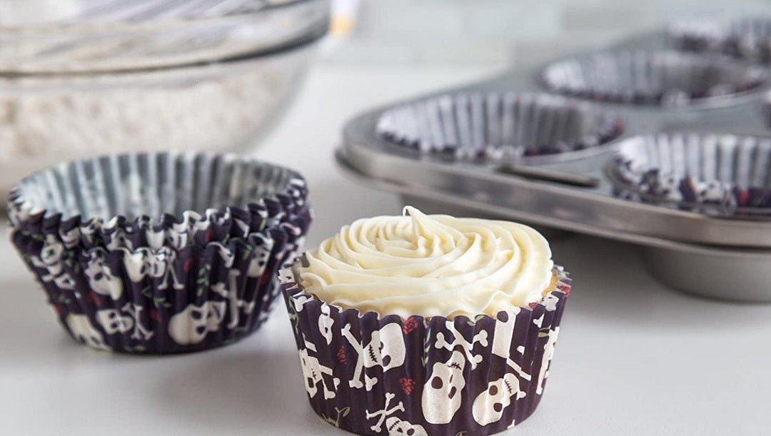 Fox Run Skull &amp; Roses Baking Cup Set of 50 by Kitchen Niche