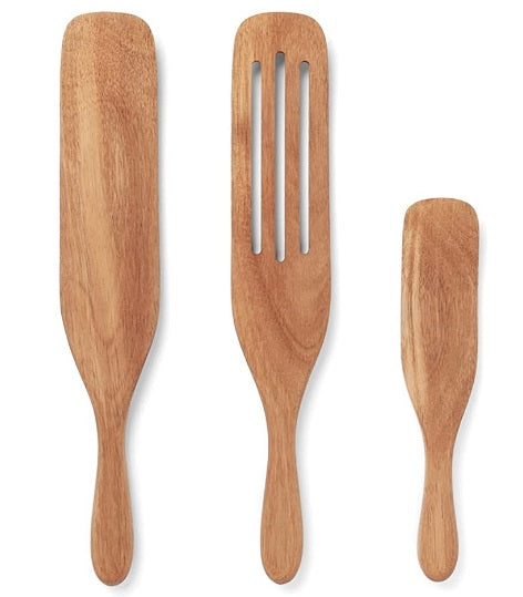Fox Run Acacia Wood Spurtle Spatula & Spoon Set by Kitchen Niche
