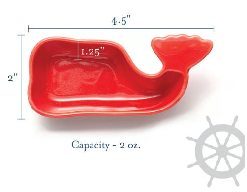 Fox Run Red Ceramic Whale Condiment Cups Set of 4 by Kitchen Niche