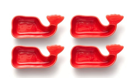 Fox Run Red Ceramic Whale Condiment Cups Set of 4 by Kitchen Niche