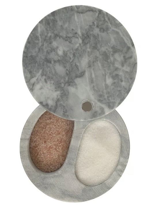 Fox Run White Marble Double Salt Cellar by Kitchen Niche