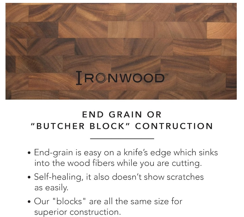 Ironwood Bowery End Grain Acacia Wood Cheese Board by Kitchen Niche