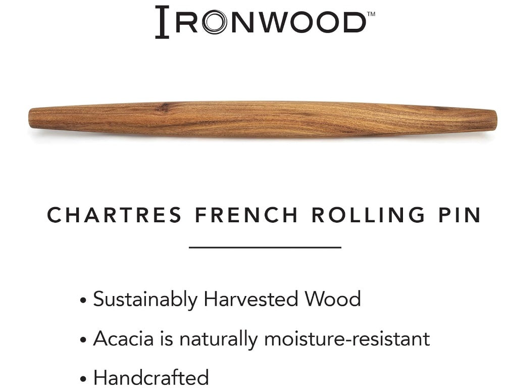 Ironwood Acacia Wood French Rolling Pin by Kitchen Niche