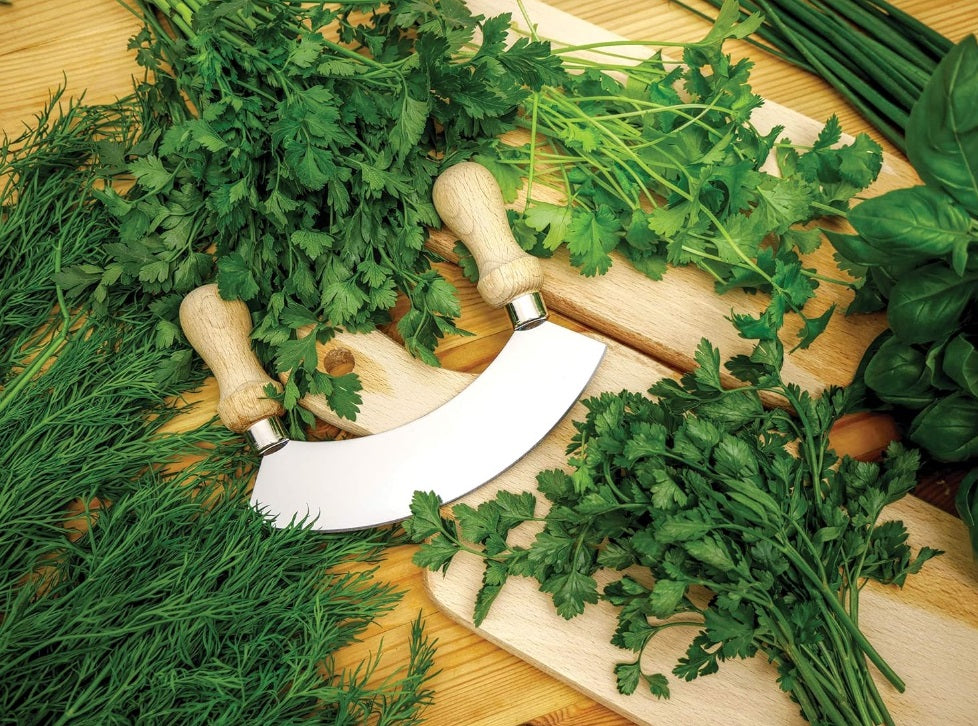 Ironwood Acacia Wood Mezzaluna Chopper by Kitchen Niche