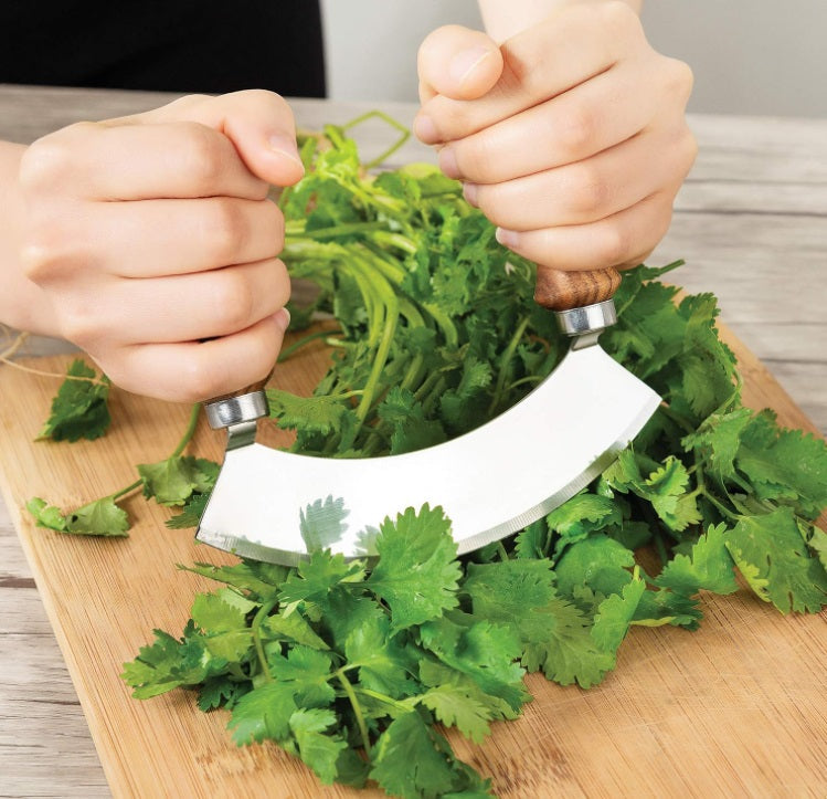 Ironwood Acacia Wood Mezzaluna Chopper by Kitchen Niche