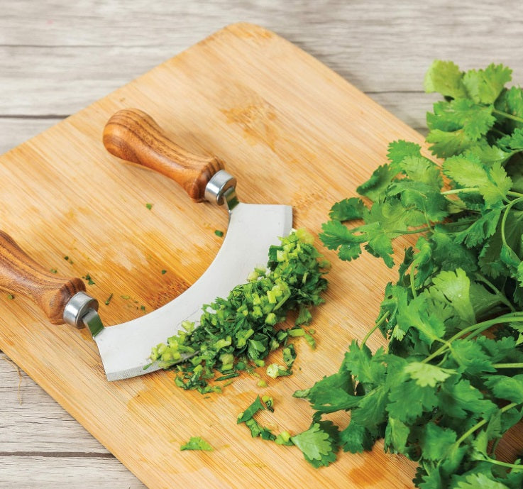 Ironwood Acacia Wood Mezzaluna Chopper by Kitchen Niche