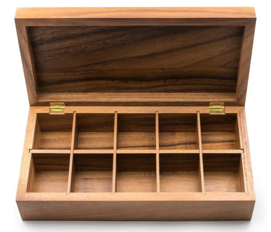 Ironwood Acacia Wood Rectangular Tea Storage Box by Kitchen Niche