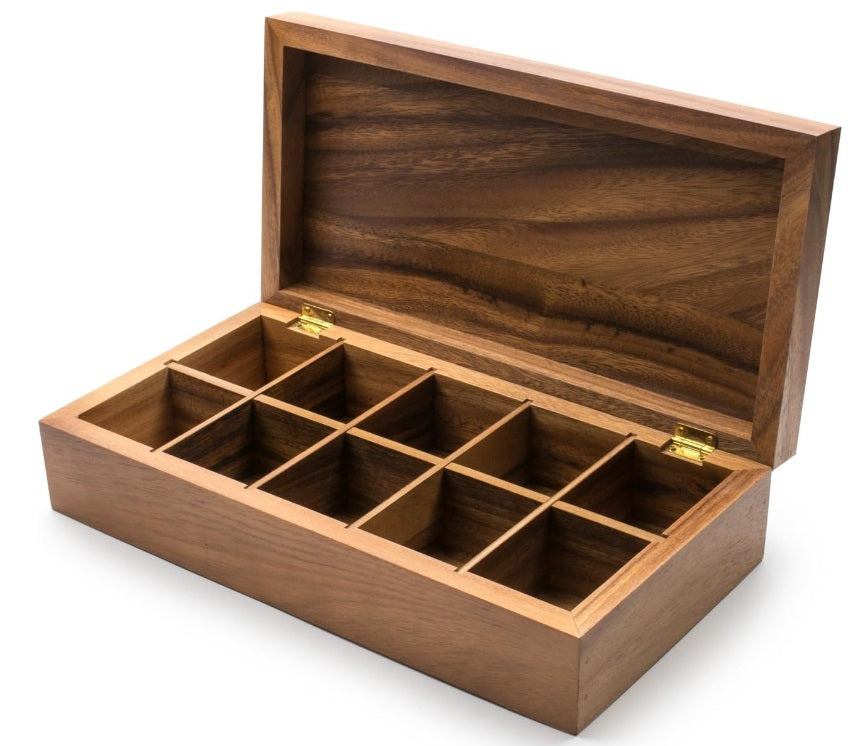 Ironwood Acacia Wood Rectangular Tea Storage Box by Kitchen Niche