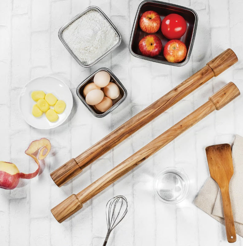 Ironwood Set of 2 Fixed Width Acacia Wood Rolling Pins by Kitchen Niche