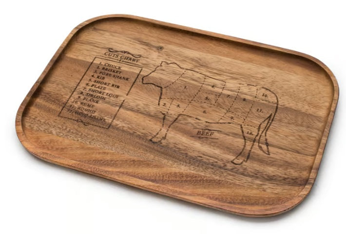 Ironwood Small Steak Plate with Engraved Cow by Kitchen Niche