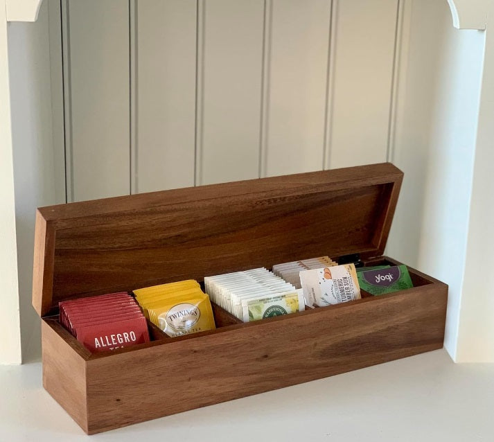 Ironwood Acacia Wood Townhouse Tea Storage Box by Kitchen Niche