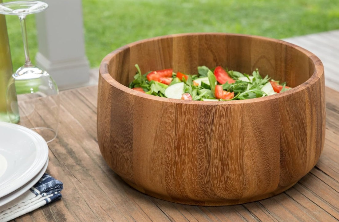 Ironwood Tulip Acacia Wood Salad Bowl by Kitchen Niche
