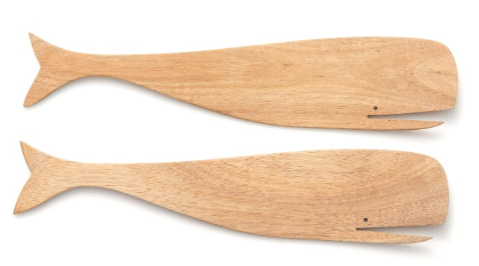 Ironwood Acacia Wood Whale Salad Servers by Kitchen Niche