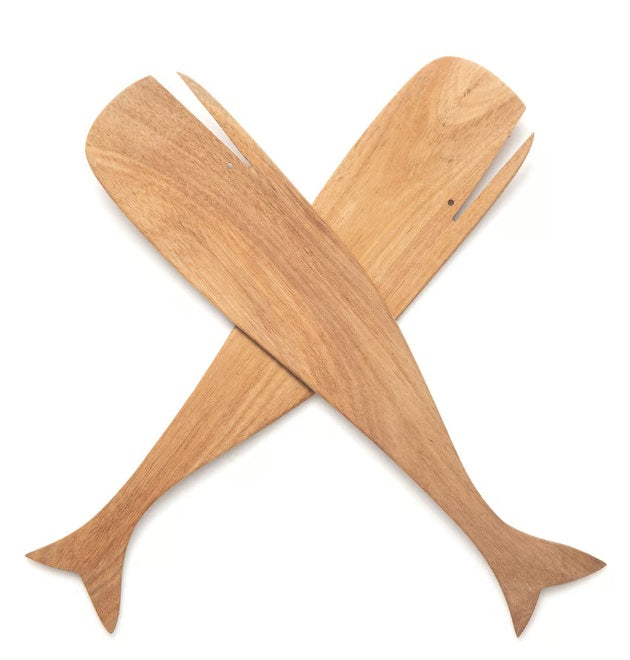 Ironwood Acacia Wood Whale Salad Servers by Kitchen Niche