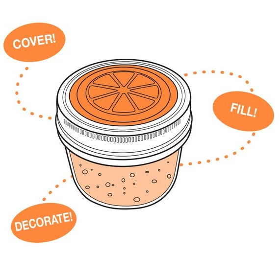 Jarware Set of 4 Orange Mason Jar Lid by Kitchen Niche