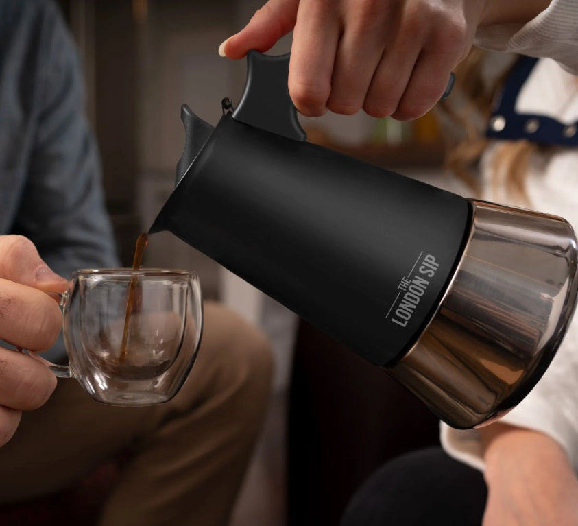 London Sip Stainless Steel Espresso Maker 10-Cup Black by Kitchen Niche