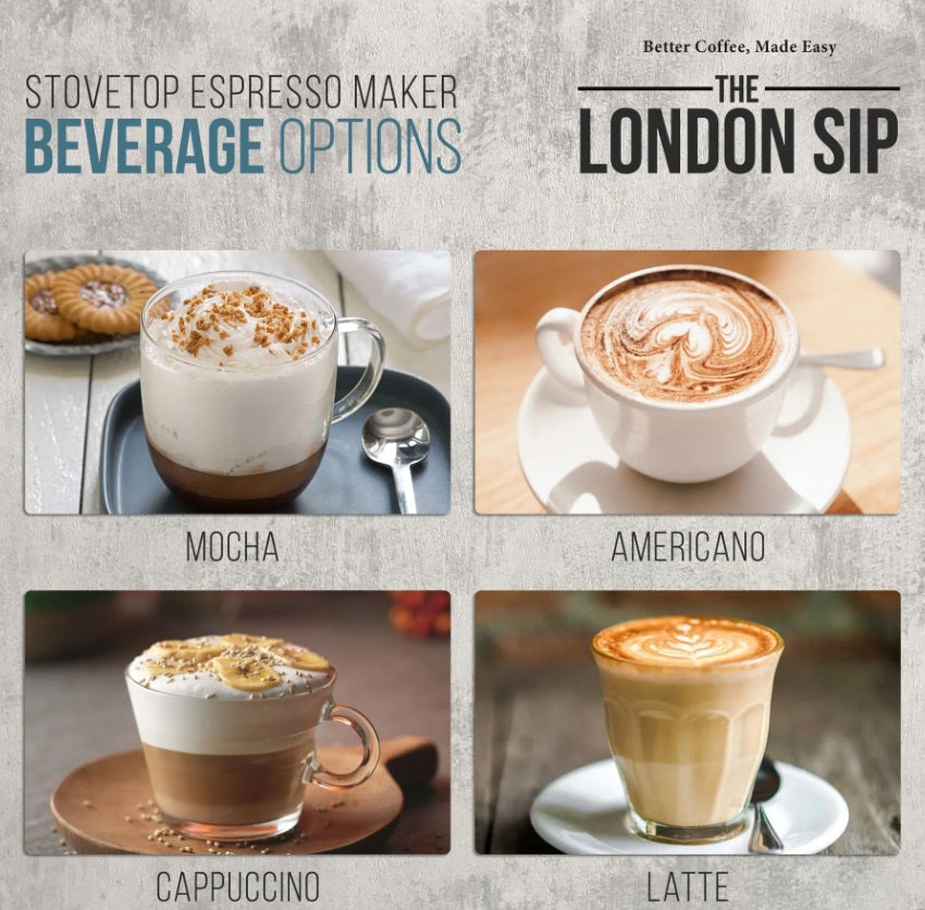 London Sip Stainless Steel Espresso Maker 10-Cup Copper by Kitchen Niche